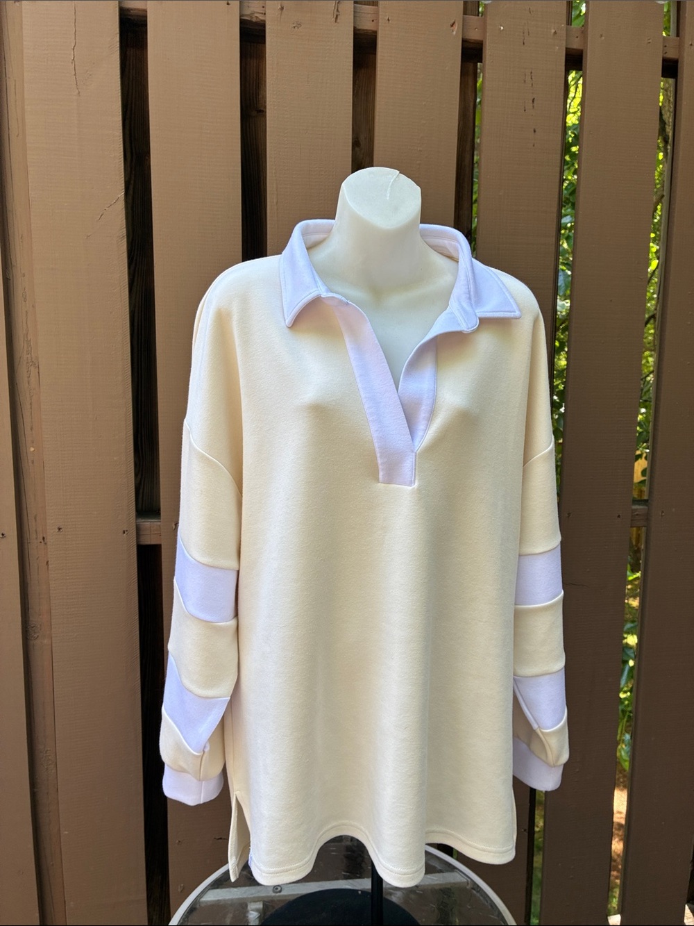 Simply Southern So Soft Yellow & White Pullover Lg Fits Bigger